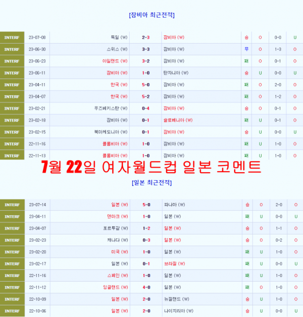 7월 22일 여자월드컵 일본 코멘트