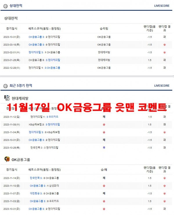 11월17일  OK금융그룹 읏맨 코멘트