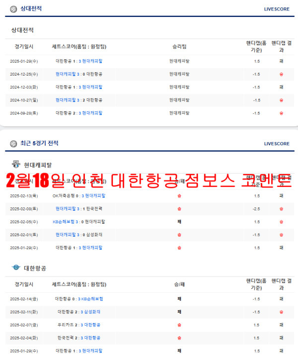 2월18일 인천 대한항공 점보스 코멘트